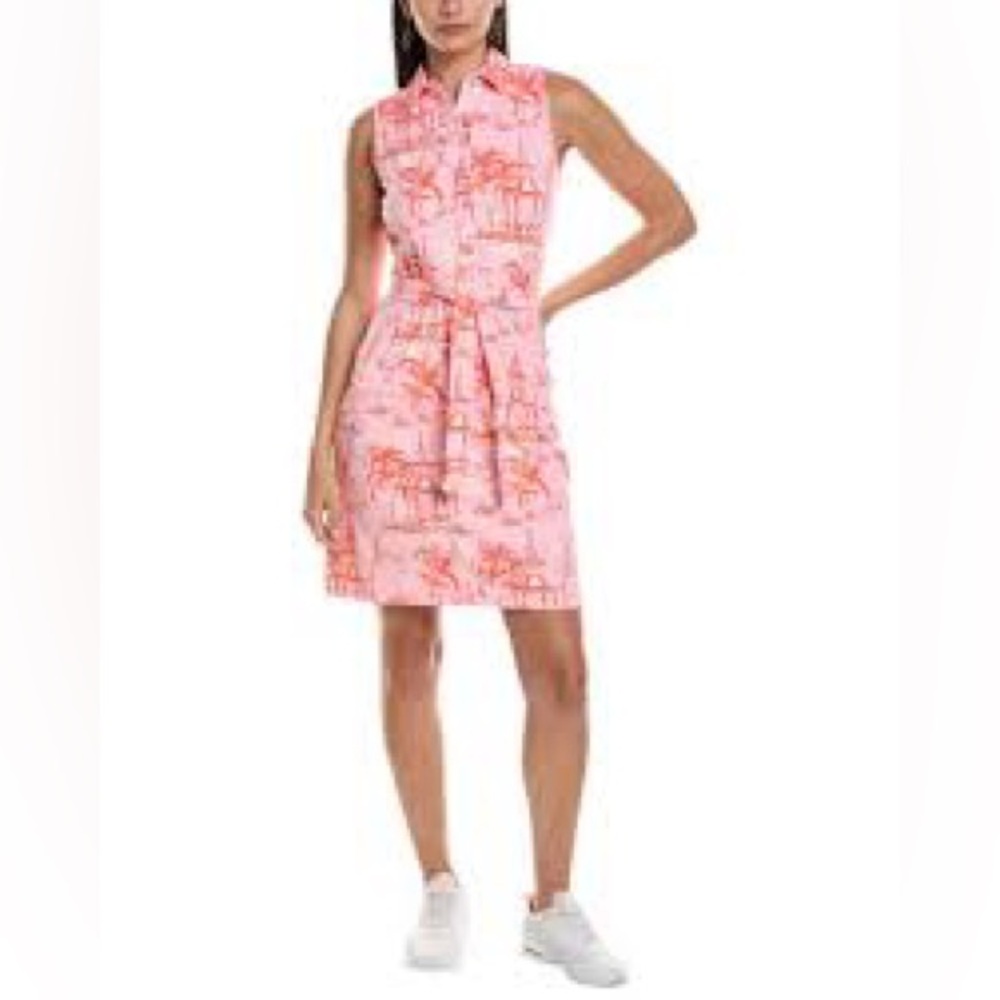 NWOT J. McLaughlin Dolly Catalina Dress Pink Flamingo Palm Trees, Size Medium M - Picture 10 of 11